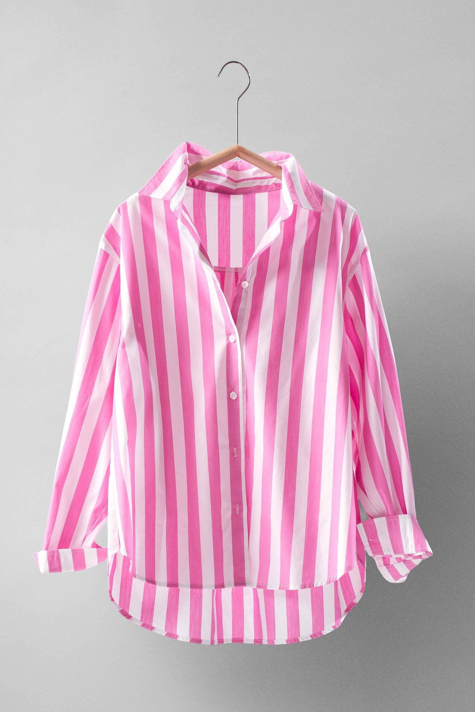 Oversized Stripe Button Down Collared Shirt