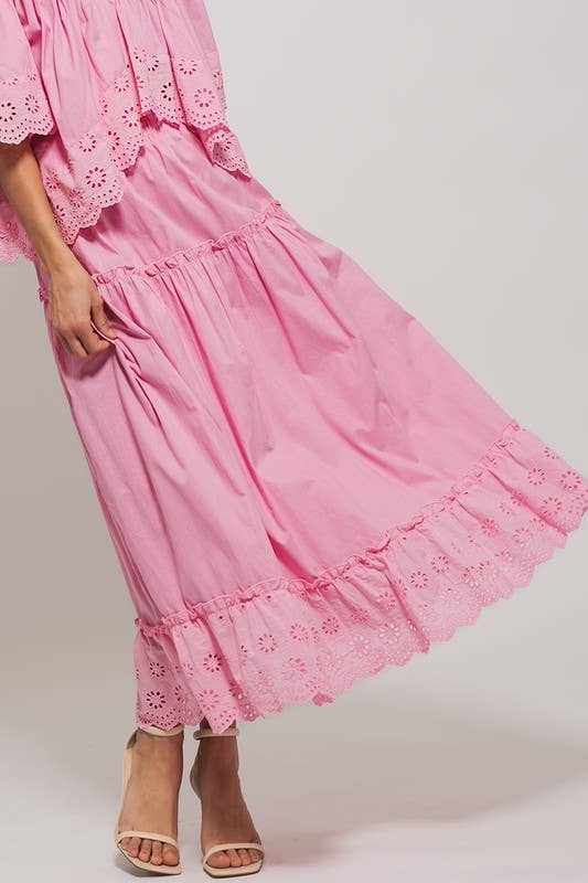 Urban Daizy Laced Eyelet Tiered Midi Skirt Lt-Blue Skirt - Women's (UDZ-SK-00108) – alternate view 17