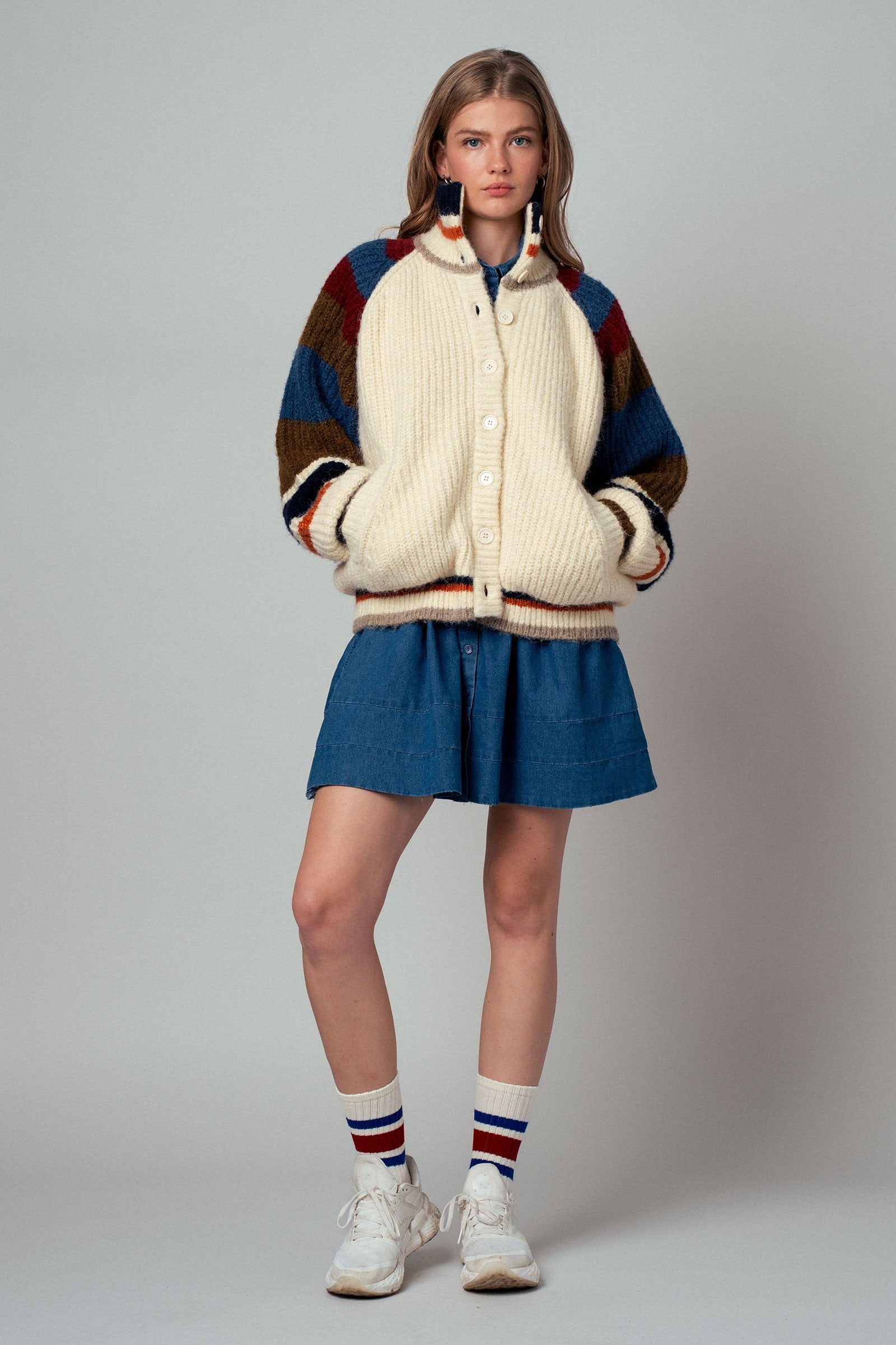 Chunky Rib-Knit Faux Fur Lined Cardigan
