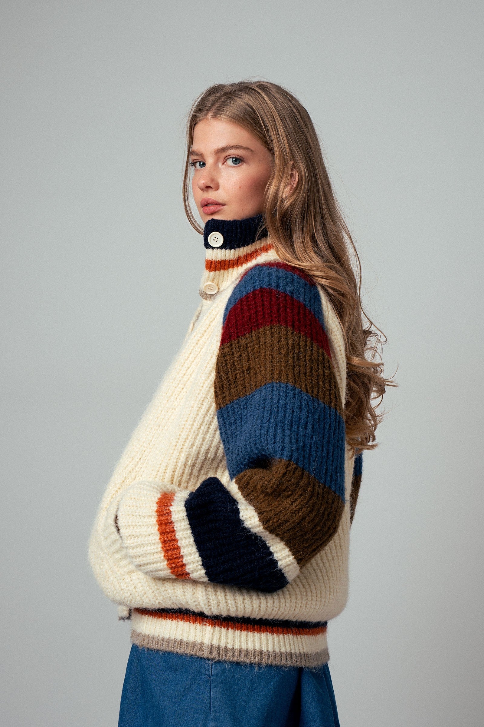 Chunky Rib-Knit Faux Fur Lined Cardigan