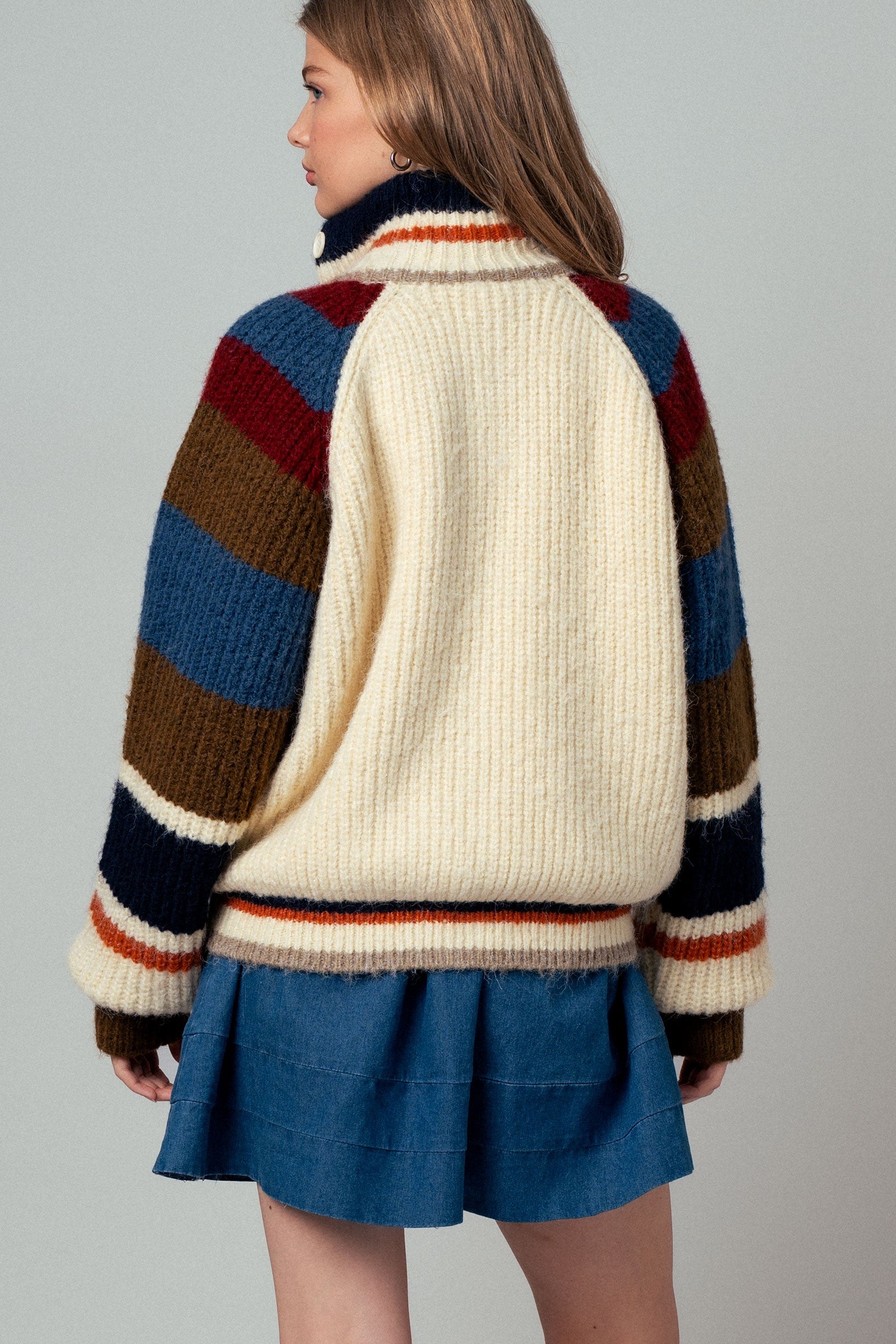 Chunky Rib-Knit Faux Fur Lined Cardigan