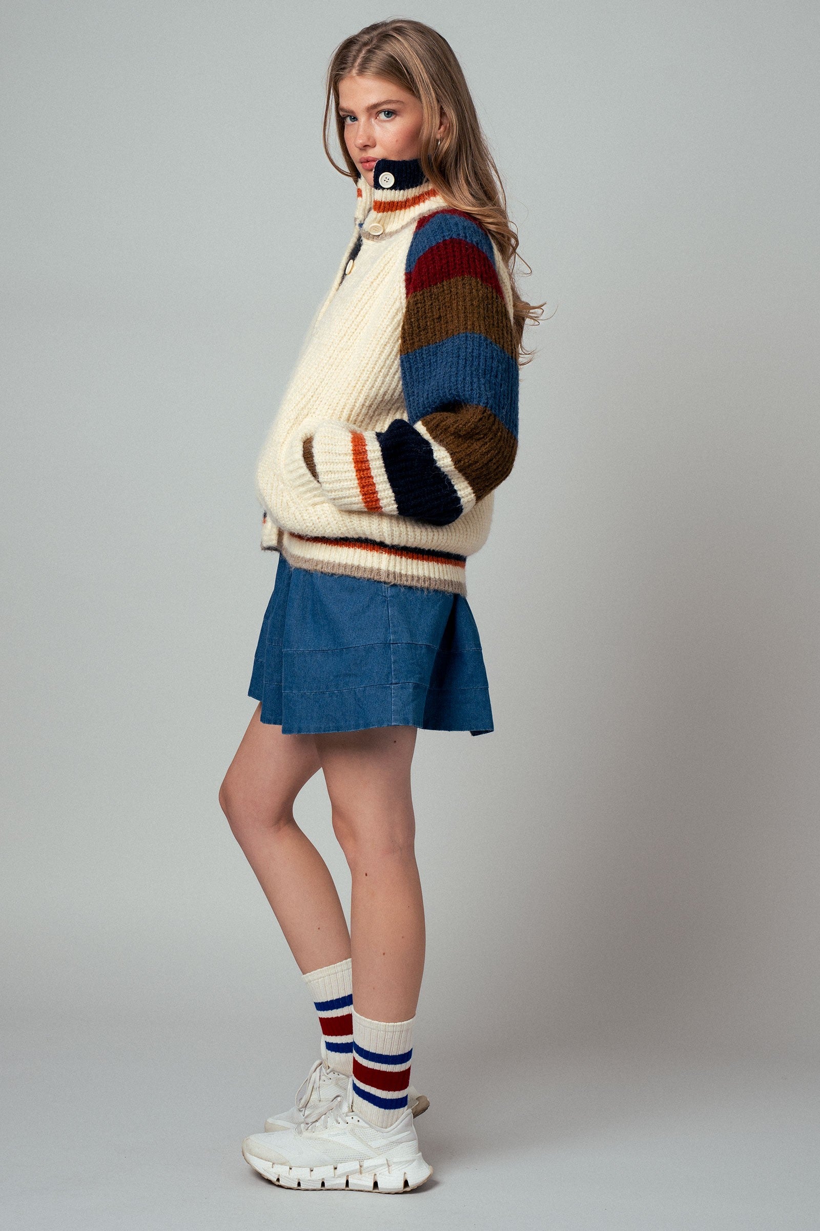 Chunky Rib-Knit Faux Fur Lined Cardigan