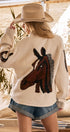 Western Horse Intarsia Cardigan