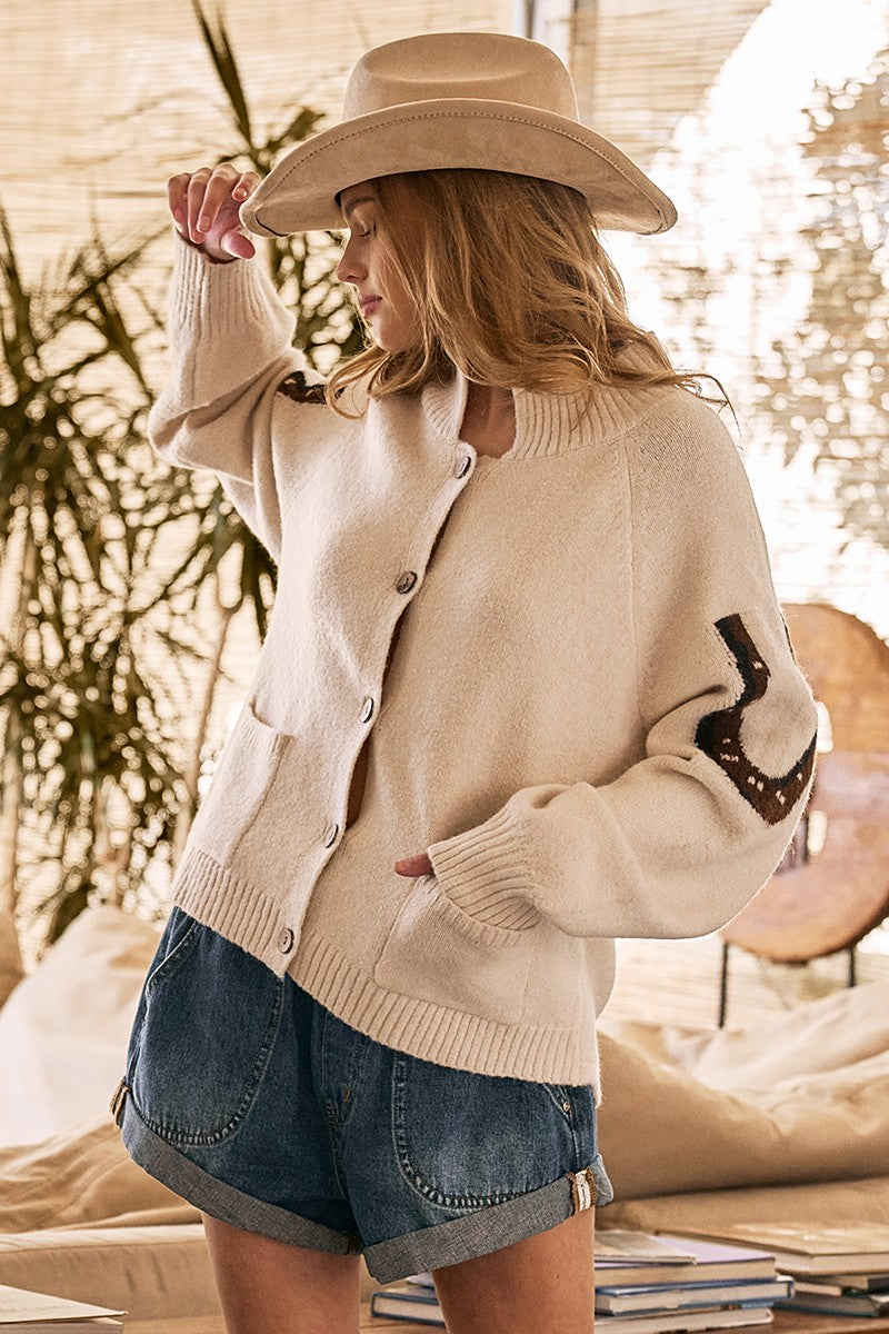 Western Horse Intarsia Cardigan