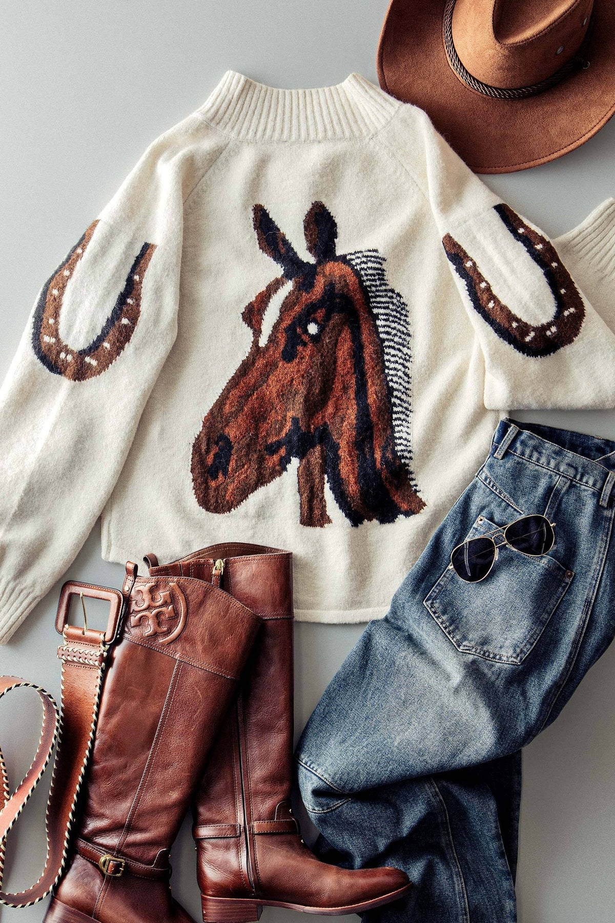 Western Horse Intarsia Cardigan