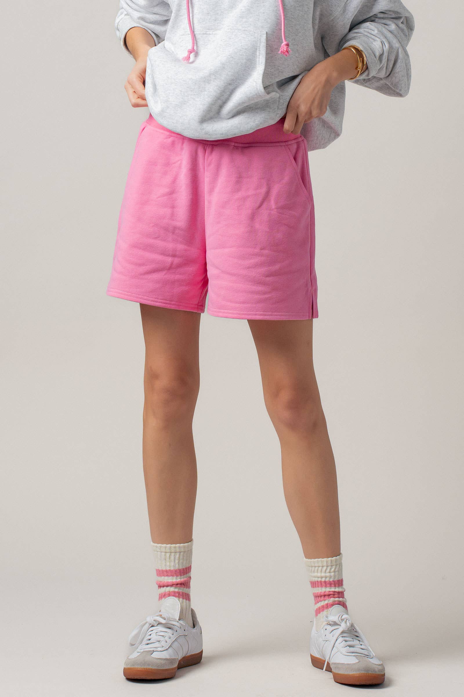 Urban Daizy Drawstring Sweat Shorts Side Slit Pink Shorts - Women's (UDZ-PT-00483) – alternate view 19