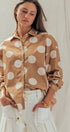 Polka Dot Button Shirt in TAUPE - Women's Tops | Urban Daizy
