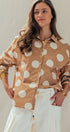 Polka Dot Button Shirt in TAUPE - Women's Tops | Urban Daizy