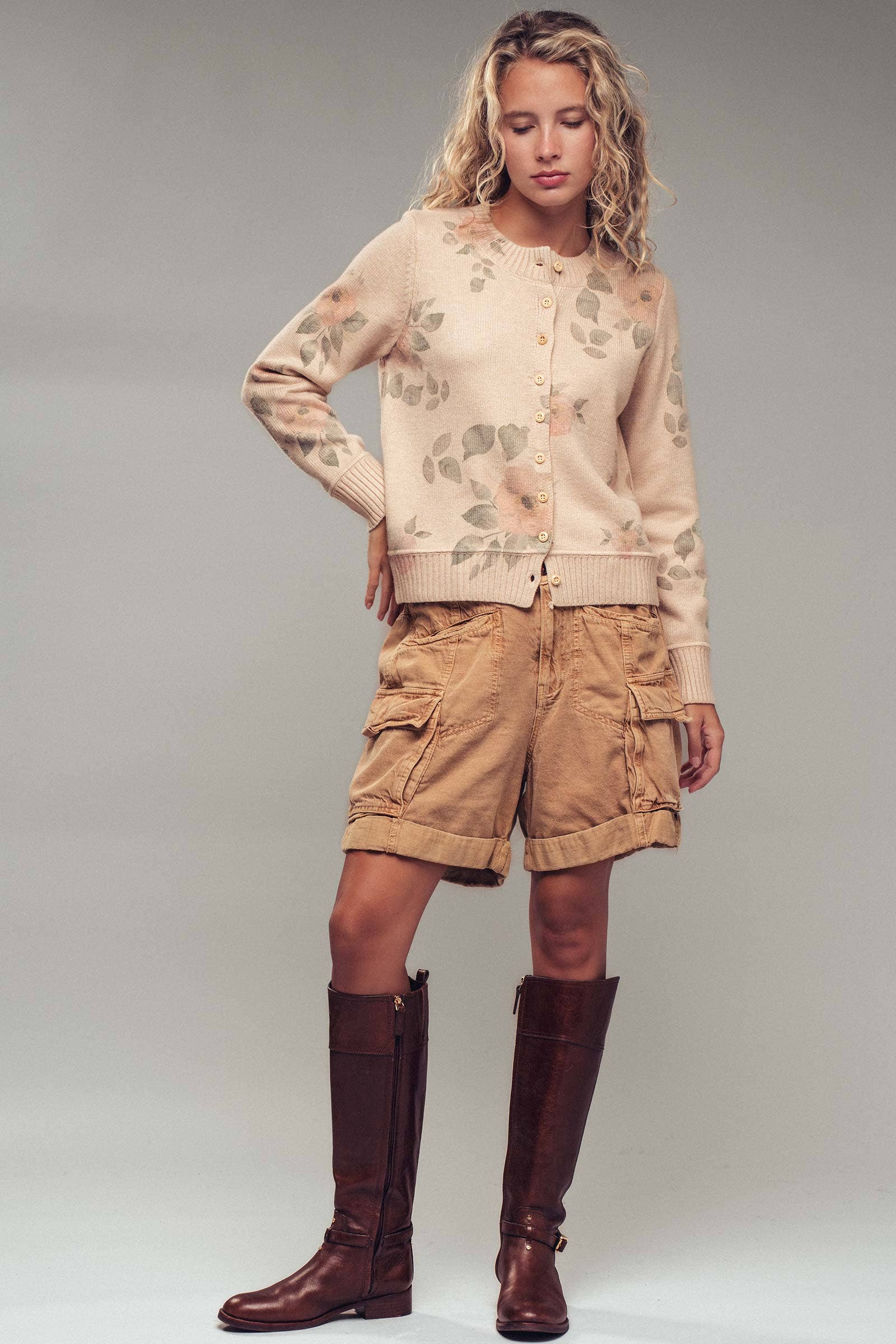 Romantic Floral Print Cardigan