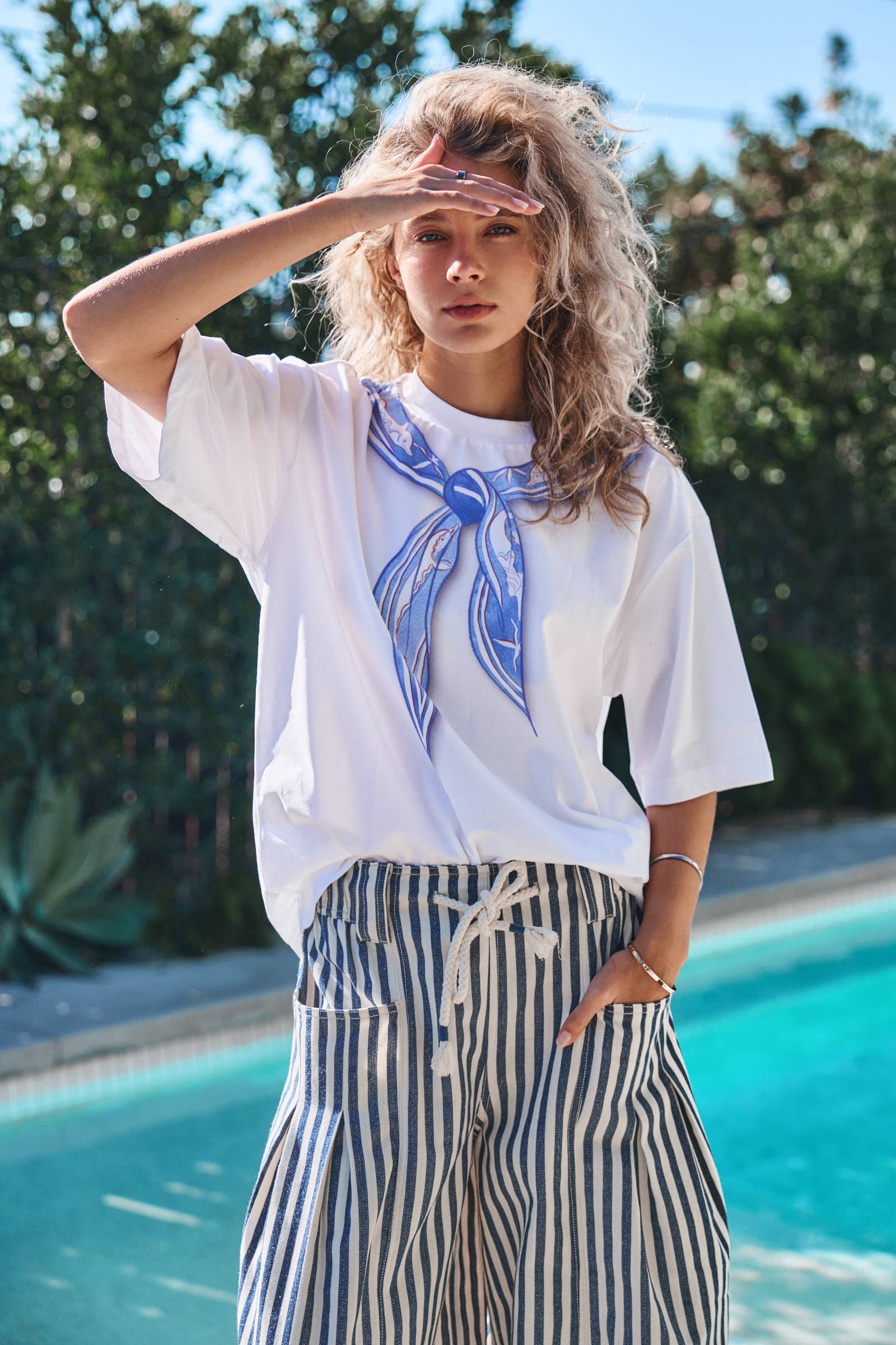 Nautical Stripe Printed Bandana Tee