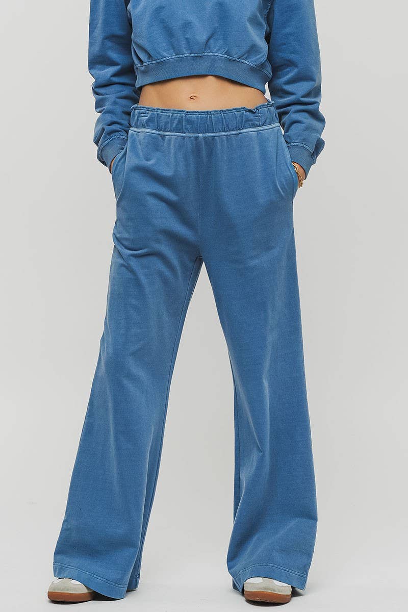 Urban Daizy Mineral Wash Wide Leg Elastic Waist Casual Sweatpants Cream Lounge Sweatpants Joggers - Women's…