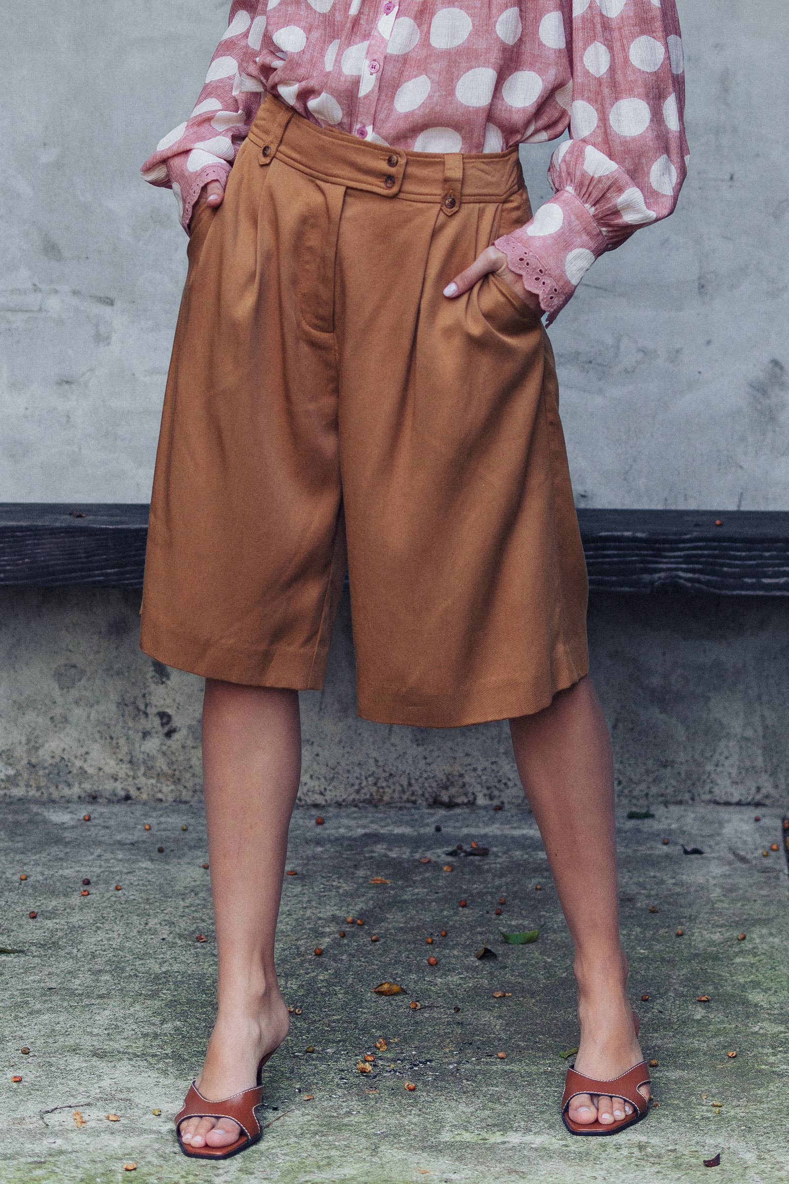 Pleated Wide Leg Lyocell Culottes