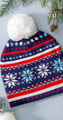 Urban Daizy Festive Fair Isle Snowflake Pom Pom Beanie Navy Beanie - Women's (UDZ-AC-00002)