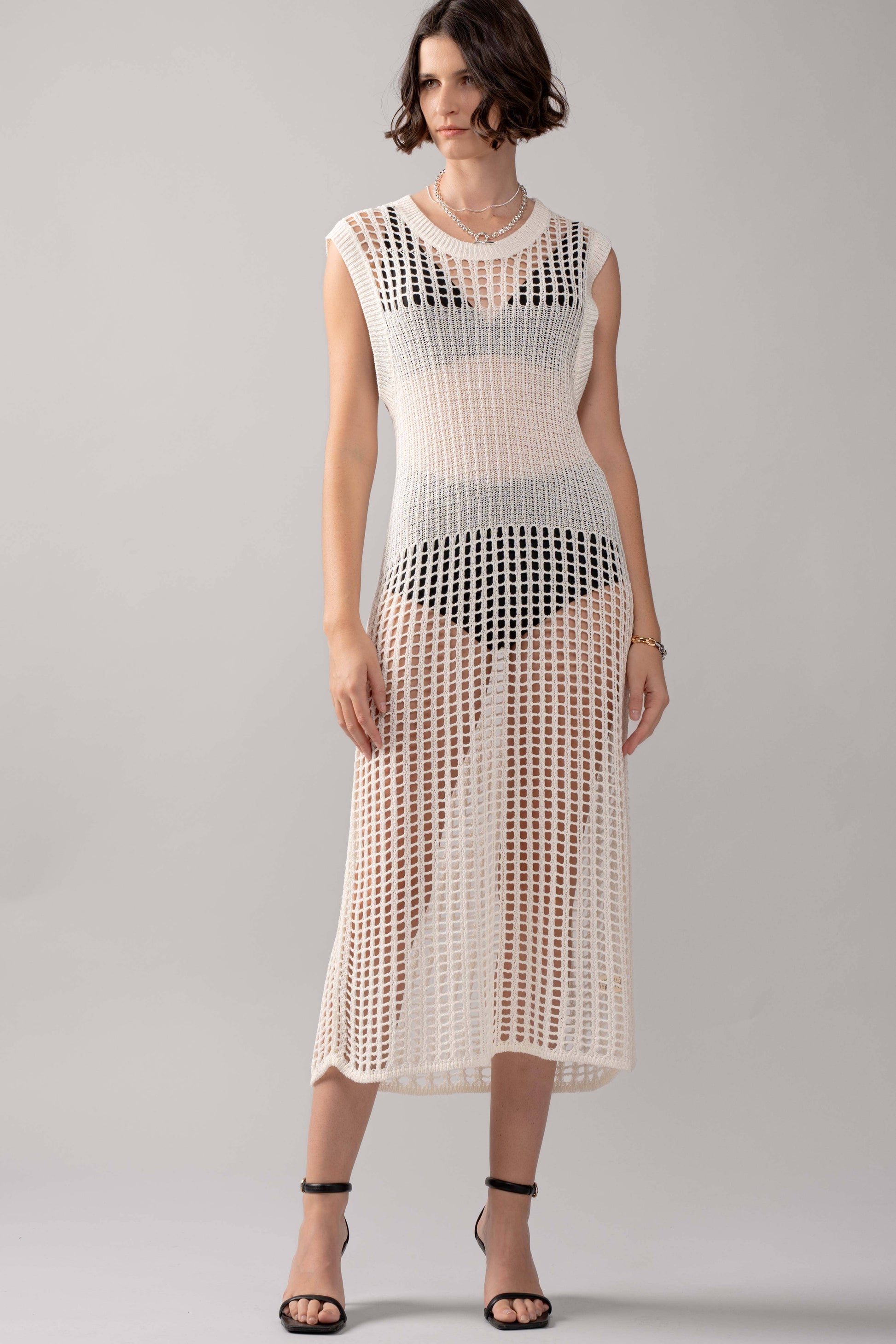 Urban Daizy Crochet Knit Hollow Out Cap Sleeve Maxi Dress Black Dress - Women's (UDZ-DR-00126) – alternate view 10