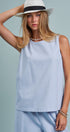Minimal Muse Linen Sleeveless Top in LT BLUE - Women's Fashion | Urban Daizy