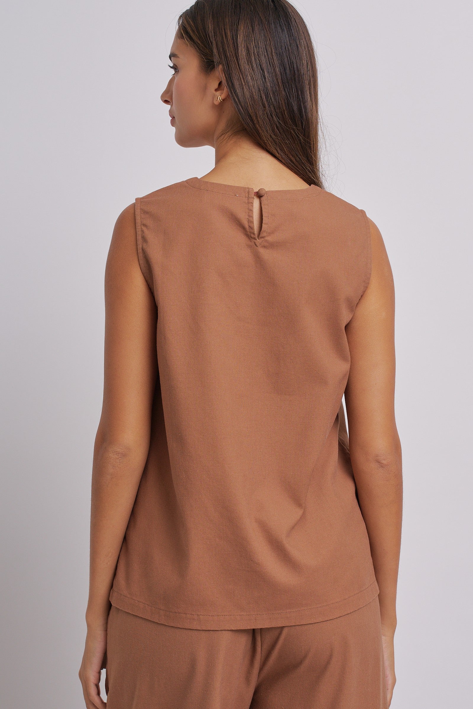 Minimal Muse Linen Sleeveless Top in BROWN - Women's Fashion | Urban Daizy