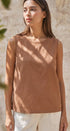 Minimal Muse Linen Sleeveless Top in BROWN - Women's Fashion | Urban Daizy