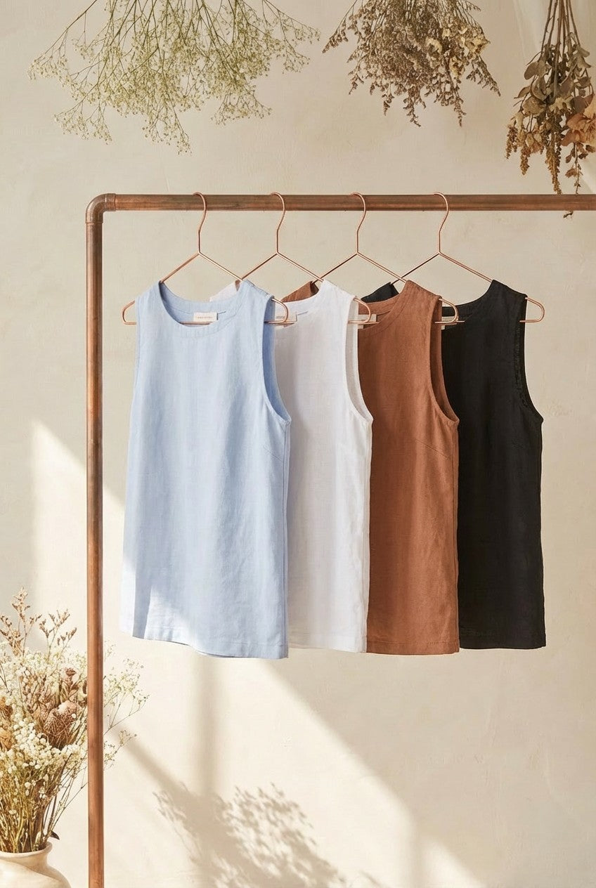 Minimal Muse Linen Sleeveless Top - Women's Fashion | Urban Daizy