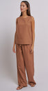 Minimal Muse Linen Sleeveless Top in BROWN - Women's Fashion | Urban Daizy