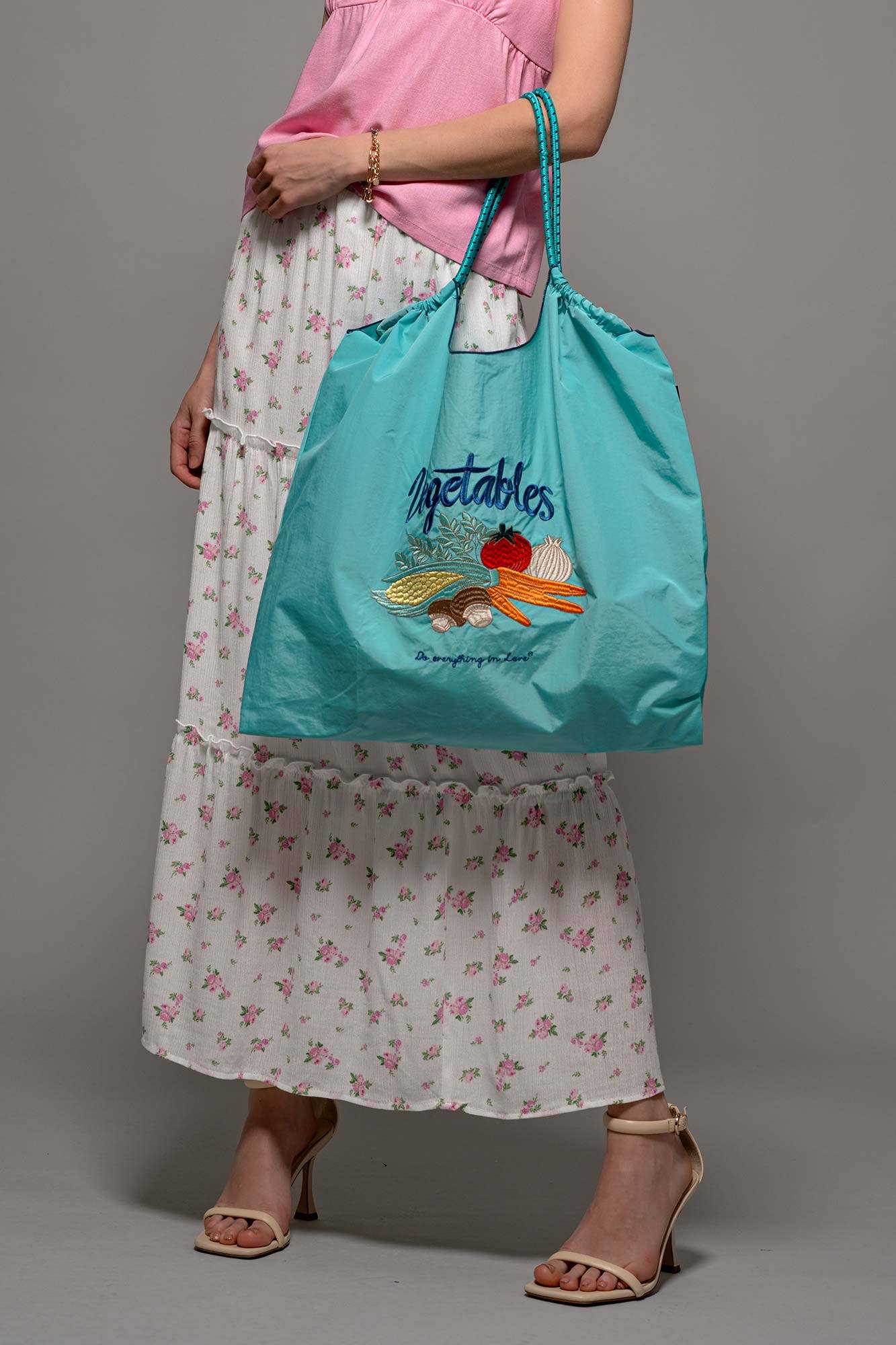 Urban Daizy Farm Fresh Vegetable Embroidered Market Tote Mint Tote Bag - Women's (UDZ-DR-00388) – alternate view 2