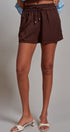 Sun Washed Chambray Shorts in CHOCOLATE - Women's Pants | Urban Daizy