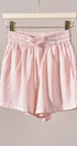 Sun Washed Chambray Shorts in PINK DUST - Women's Pants | Urban Daizy
