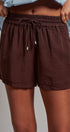 Sun Washed Chambray Shorts in CHOCOLATE - Women's Pants | Urban Daizy