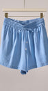 Sun Washed Chambray Shorts in LT BLUE - Women's Pants | Urban Daizy
