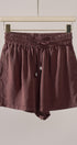 Sun Washed Chambray Shorts in CHOCOLATE - Women's Pants | Urban Daizy