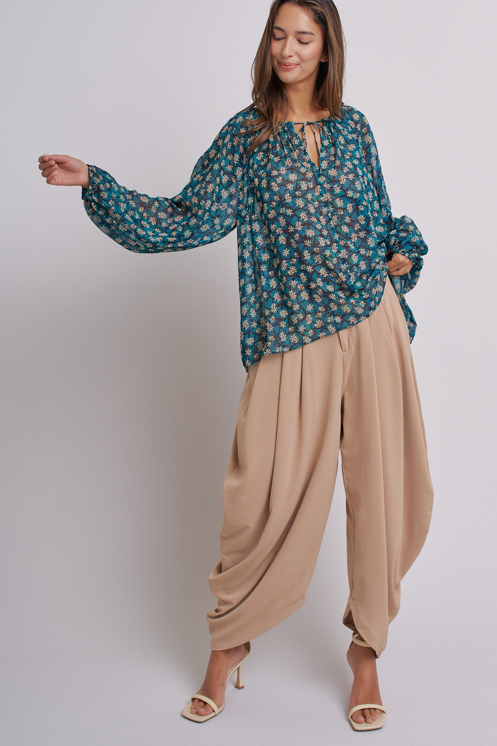 Bohemian Muse Floral Blouse in GREEN MULTI - Women's Pants | Urban Daizy