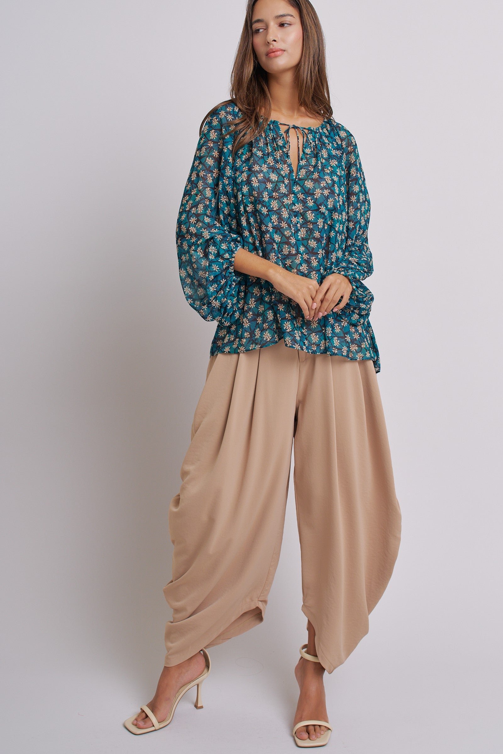 Bohemian Muse Floral Blouse in GREEN MULTI - Women's Pants | Urban Daizy