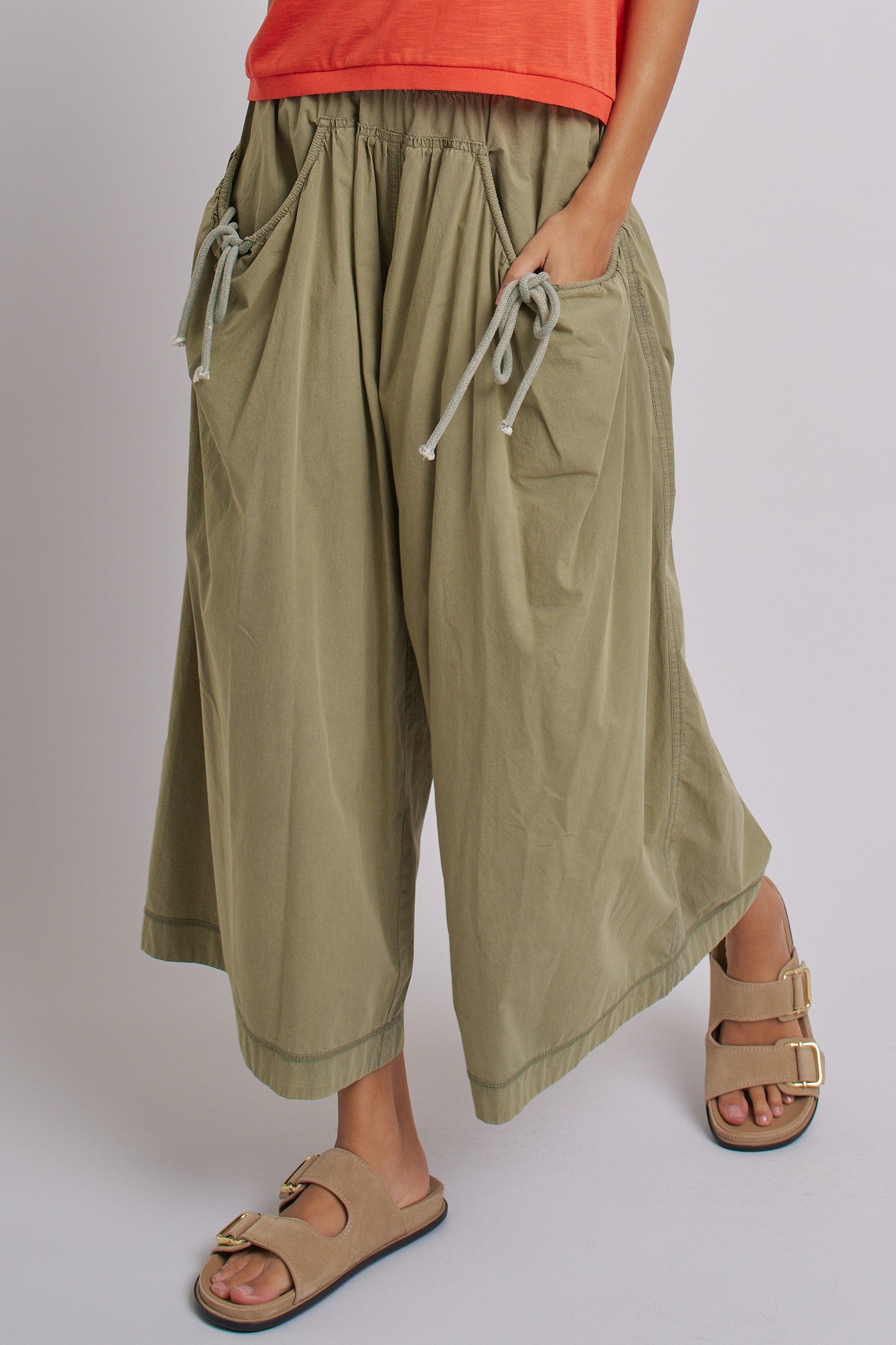 Easy Motion Wide-Leg Pants  in OLIVE - Women's Pants | Urban Daizy