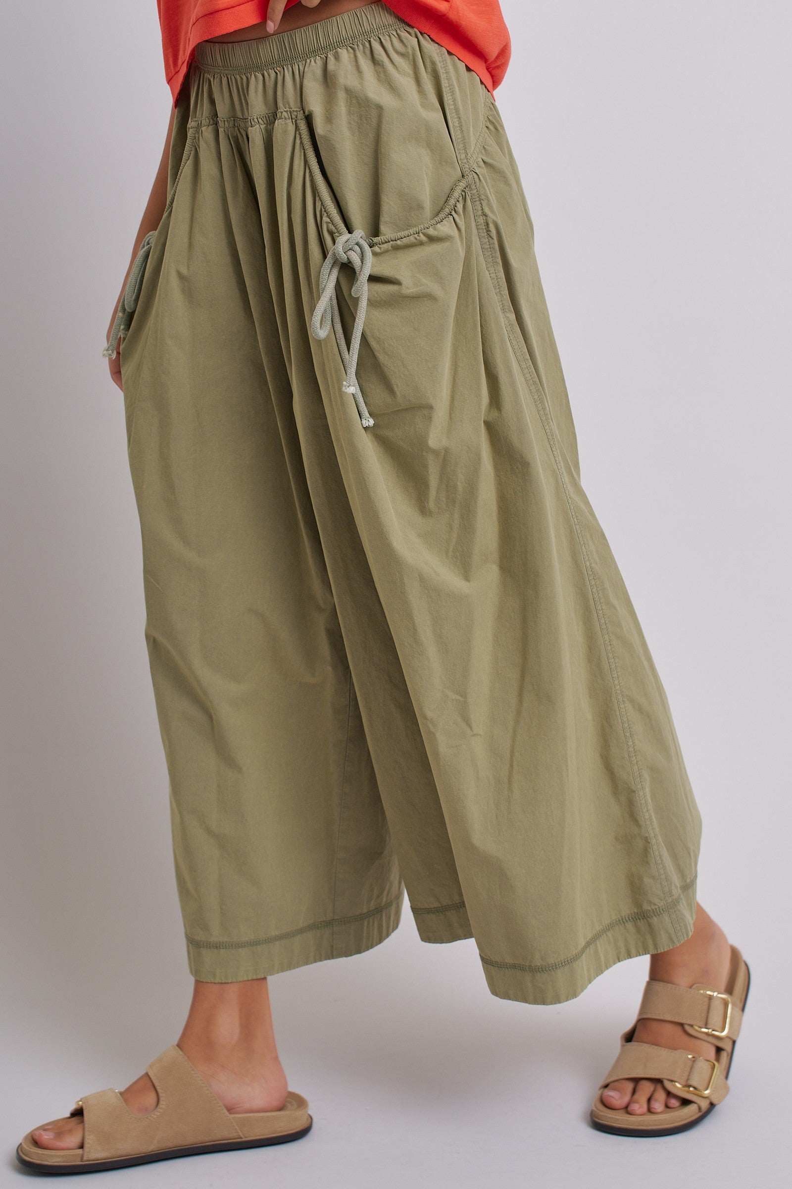 Easy Motion Wide-Leg Pants  in OLIVE - Women's Pants | Urban Daizy