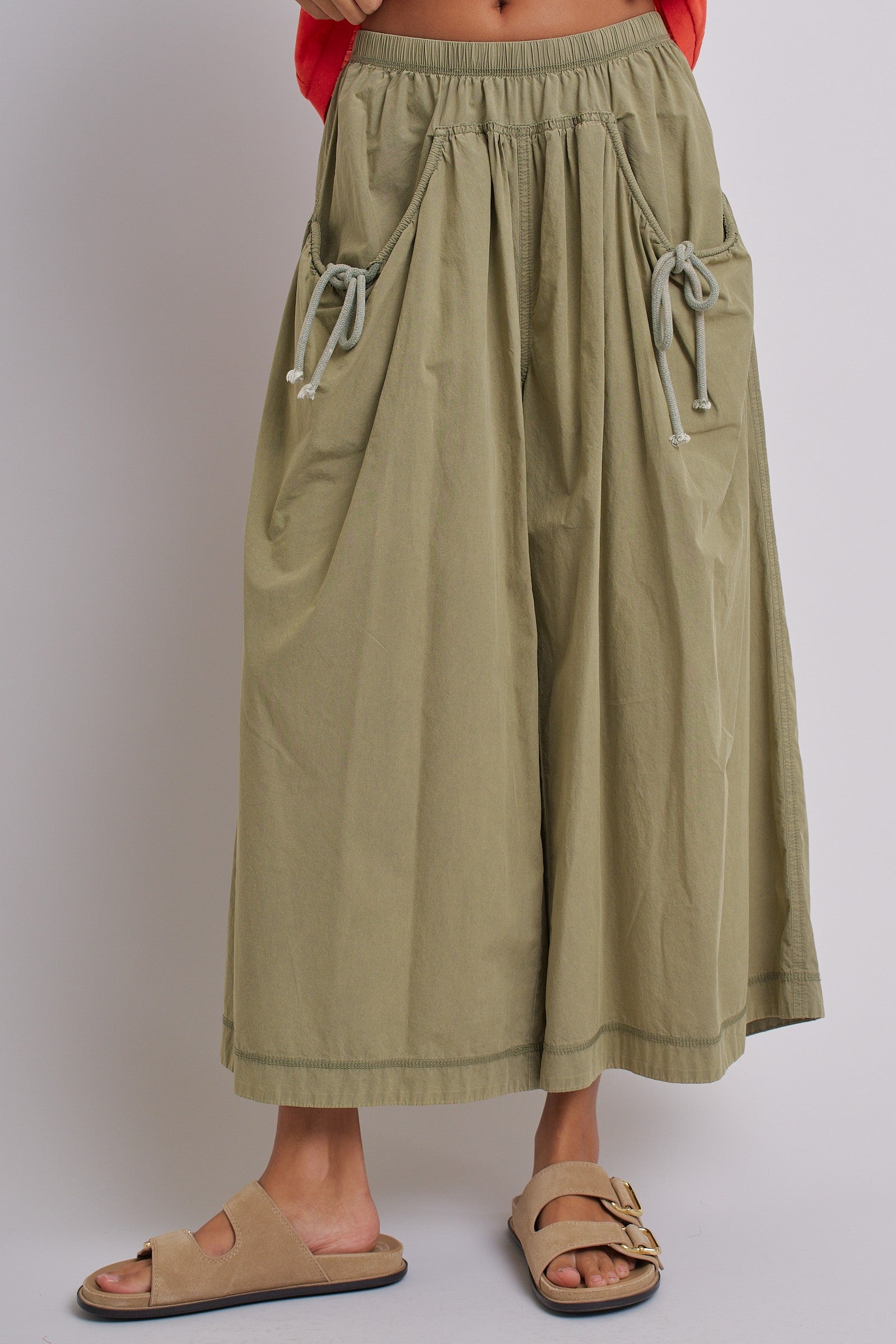 Easy Motion Wide-Leg Pants  in OLIVE - Women's Pants | Urban Daizy