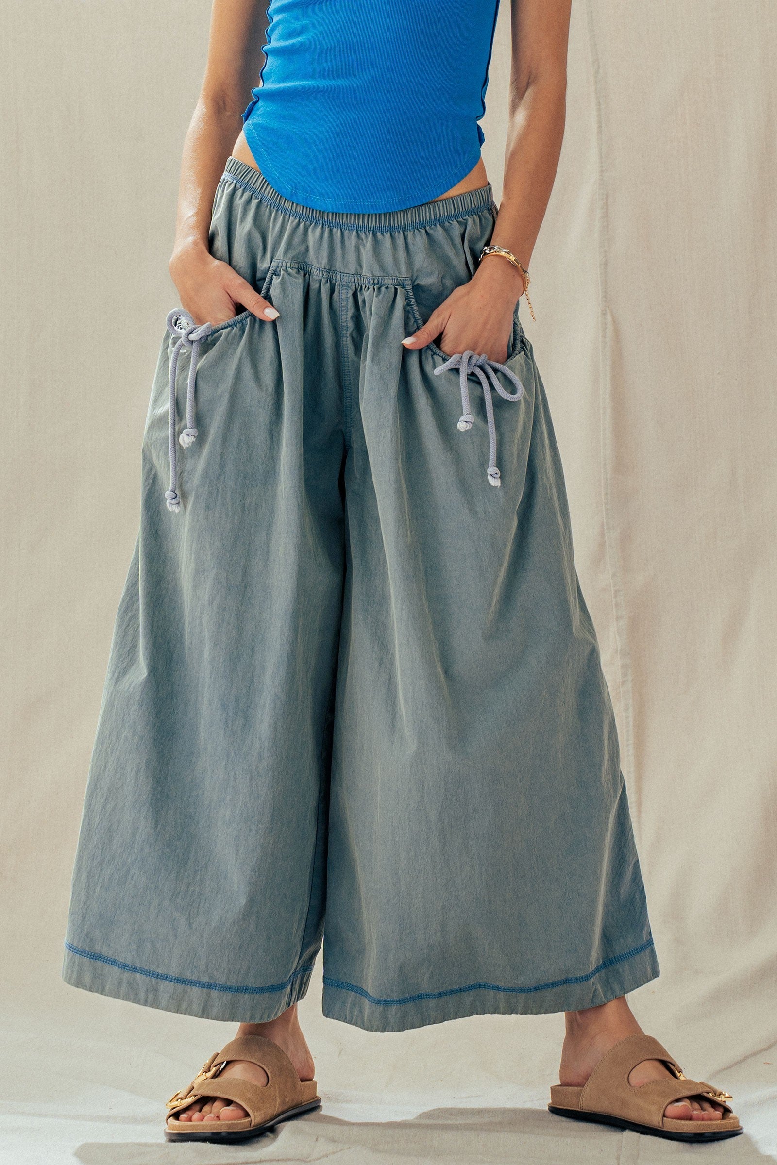 Easy Motion Wide-Leg Pants  in BLUE - Women's Pants | Urban Daizy