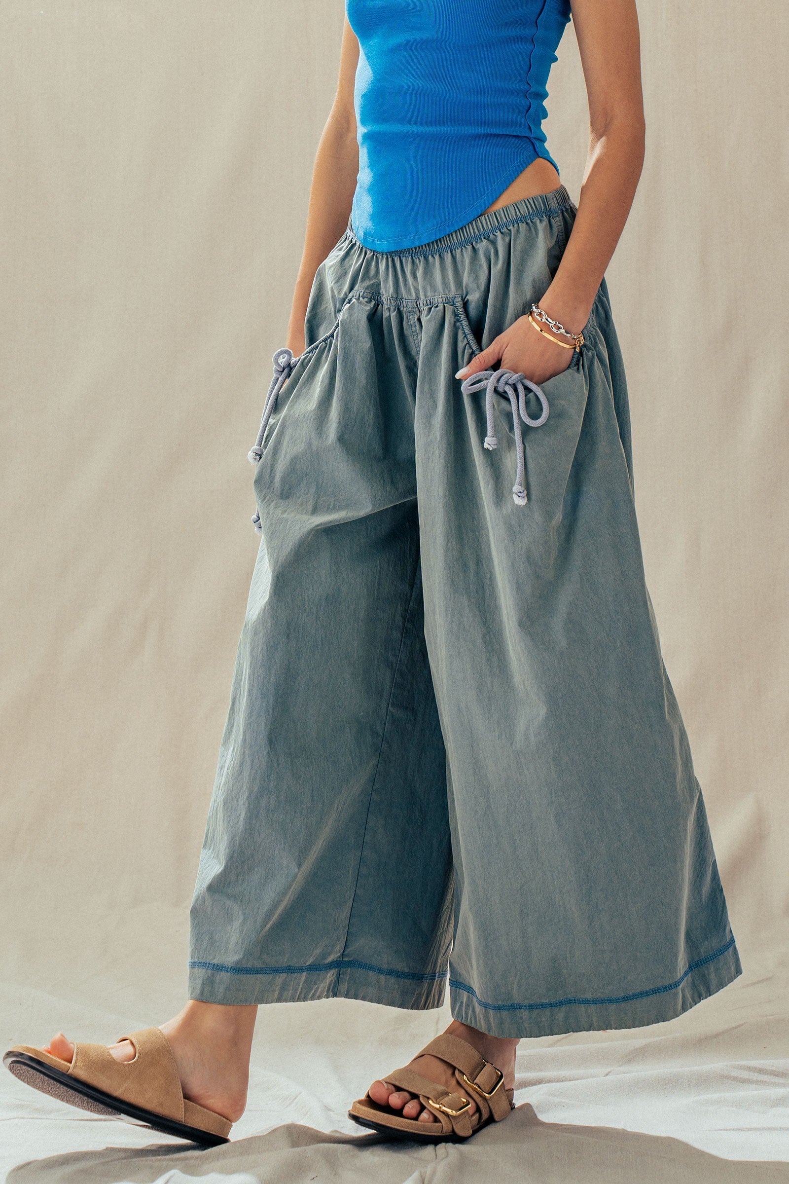 Easy Motion Wide-Leg Pants  in BLUE - Women's Pants | Urban Daizy