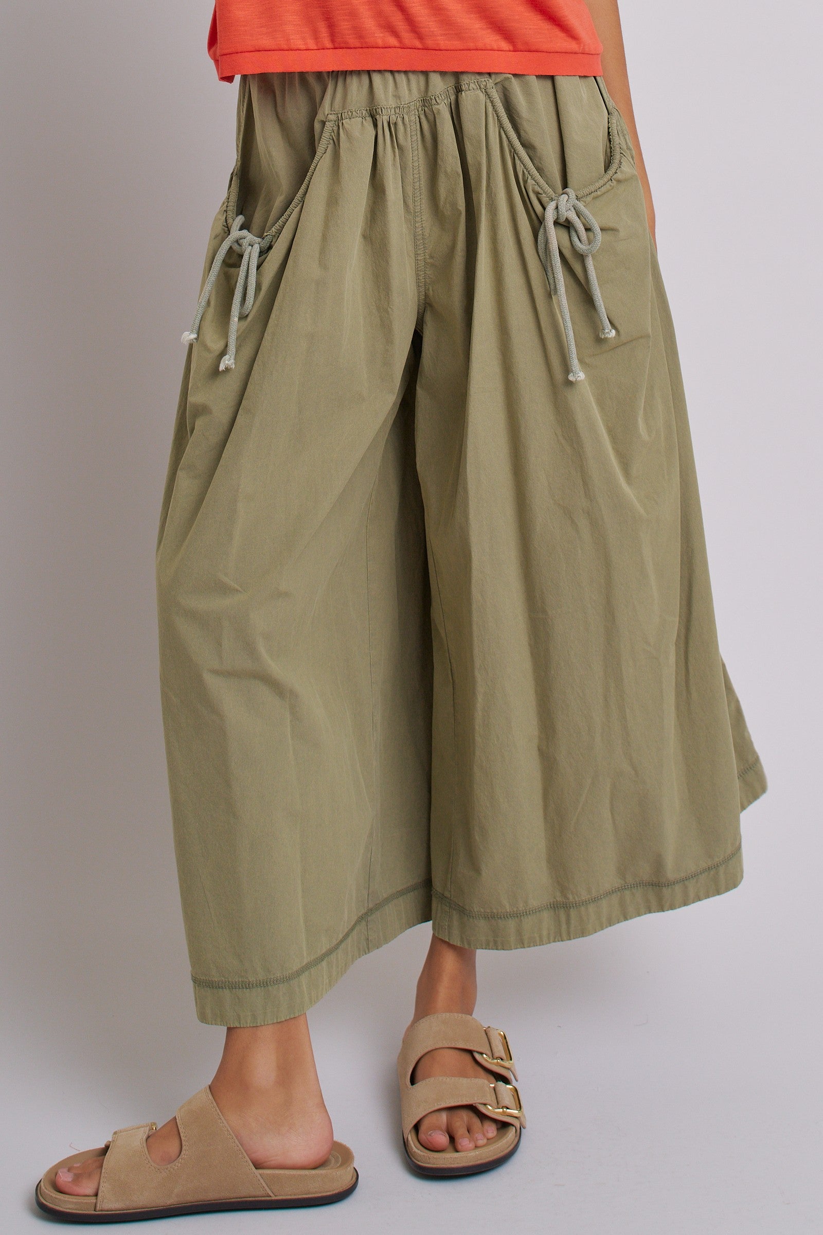 Easy Motion Wide-Leg Pants  in OLIVE - Women's Pants | Urban Daizy