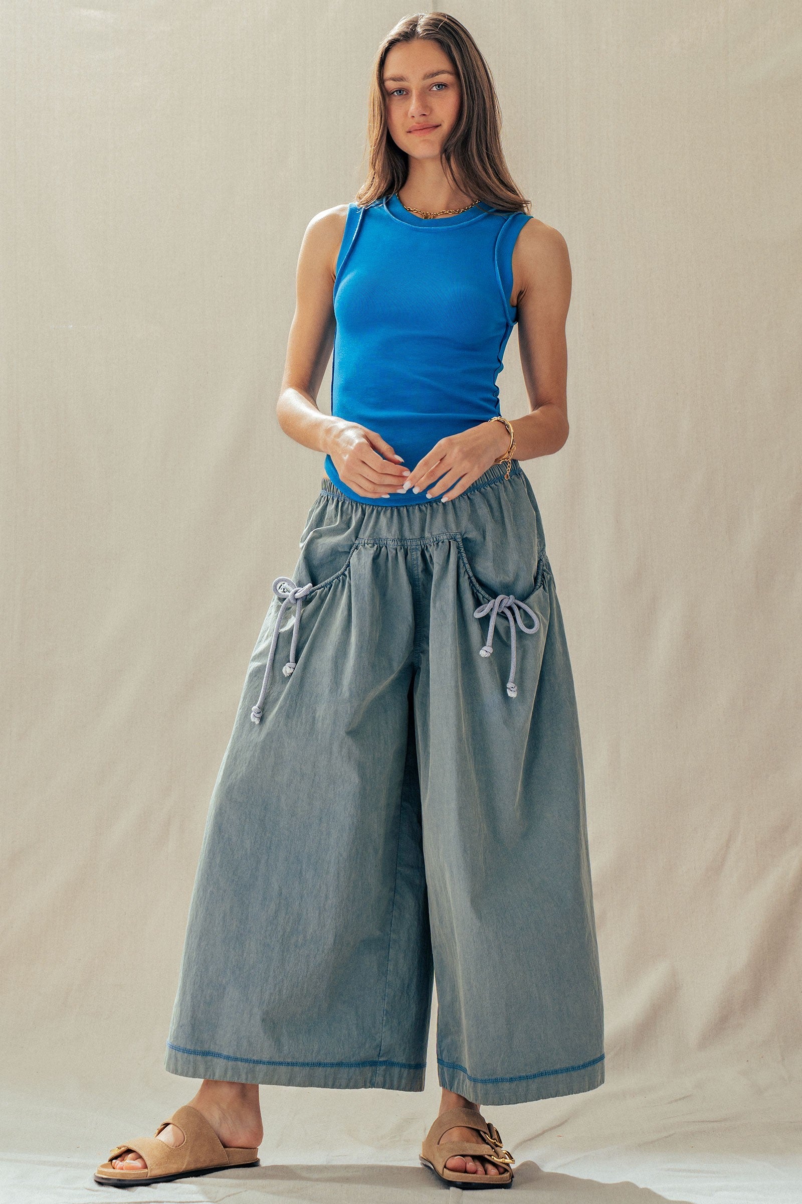 Easy Motion Wide-Leg Pants  in BLUE - Women's Pants | Urban Daizy