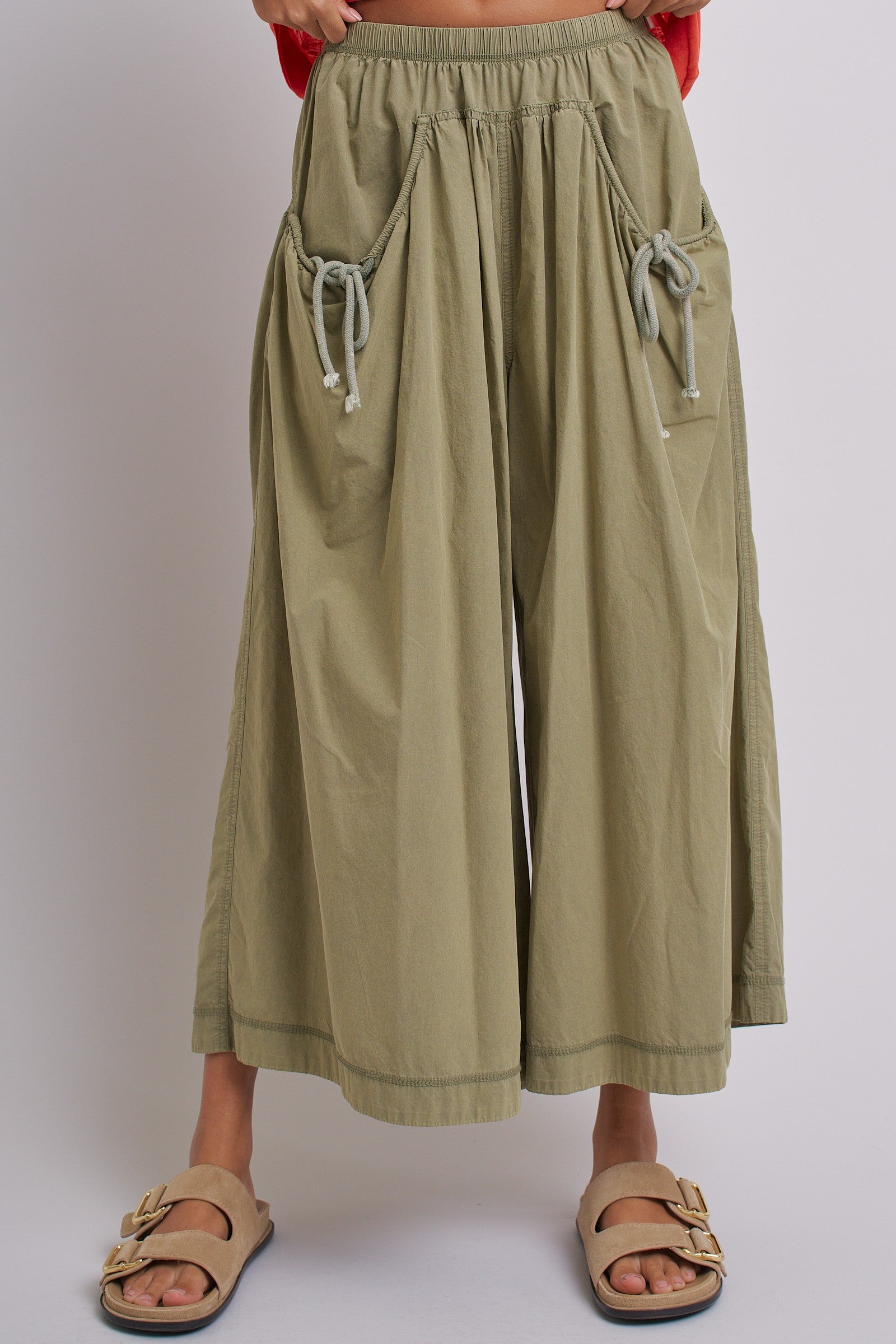 Easy Motion Wide-Leg Pants  in OLIVE - Women's Pants | Urban Daizy