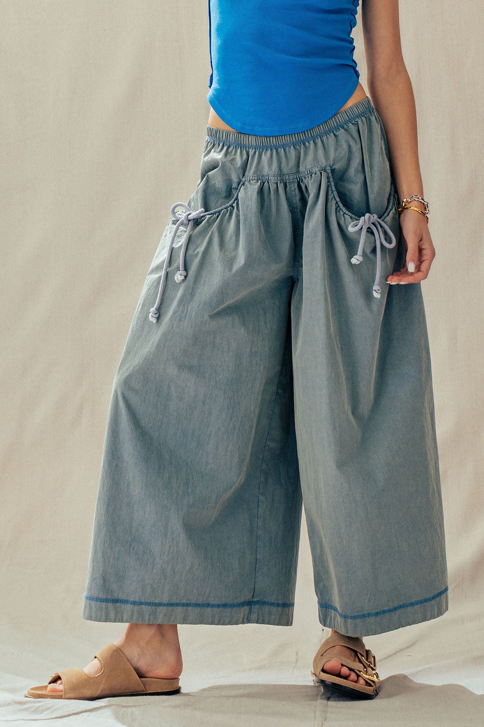 Easy Motion Wide-Leg Pants  in BLUE - Women's Pants | Urban Daizy