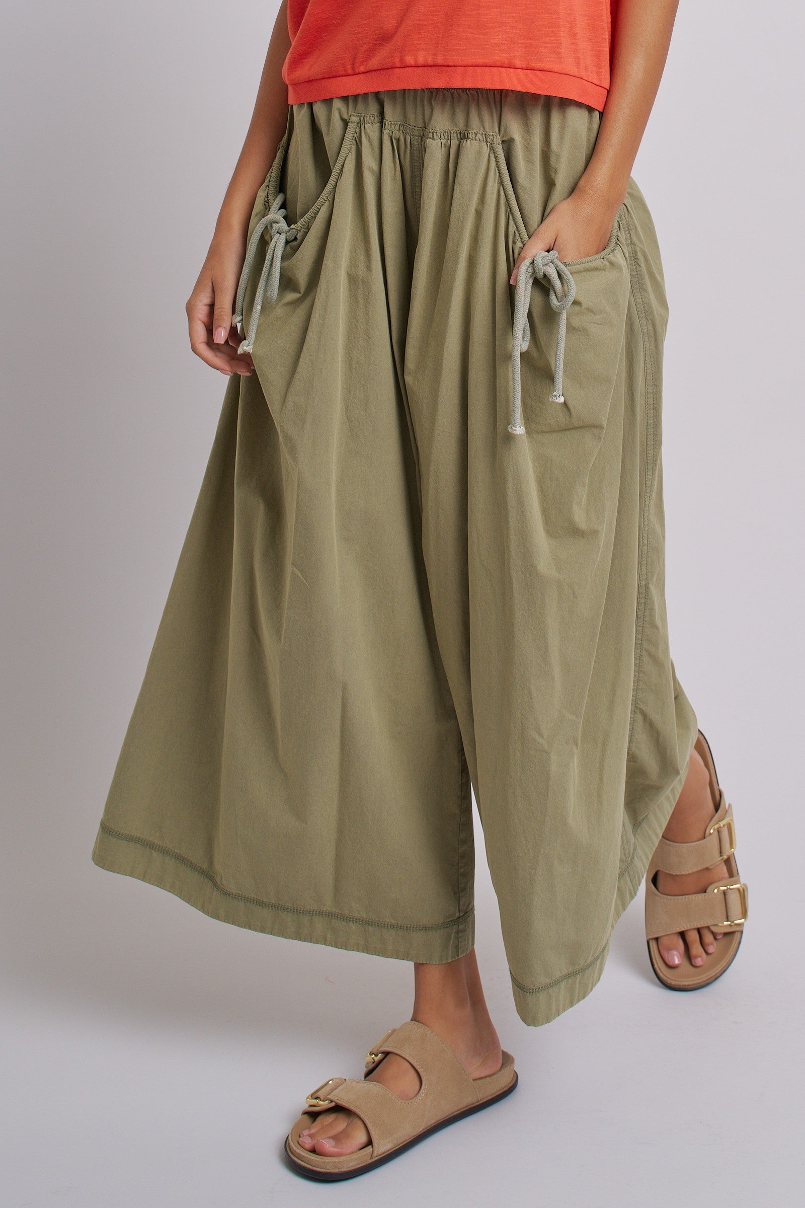 Easy Motion Wide-Leg Pants  in OLIVE - Women's Pants | Urban Daizy