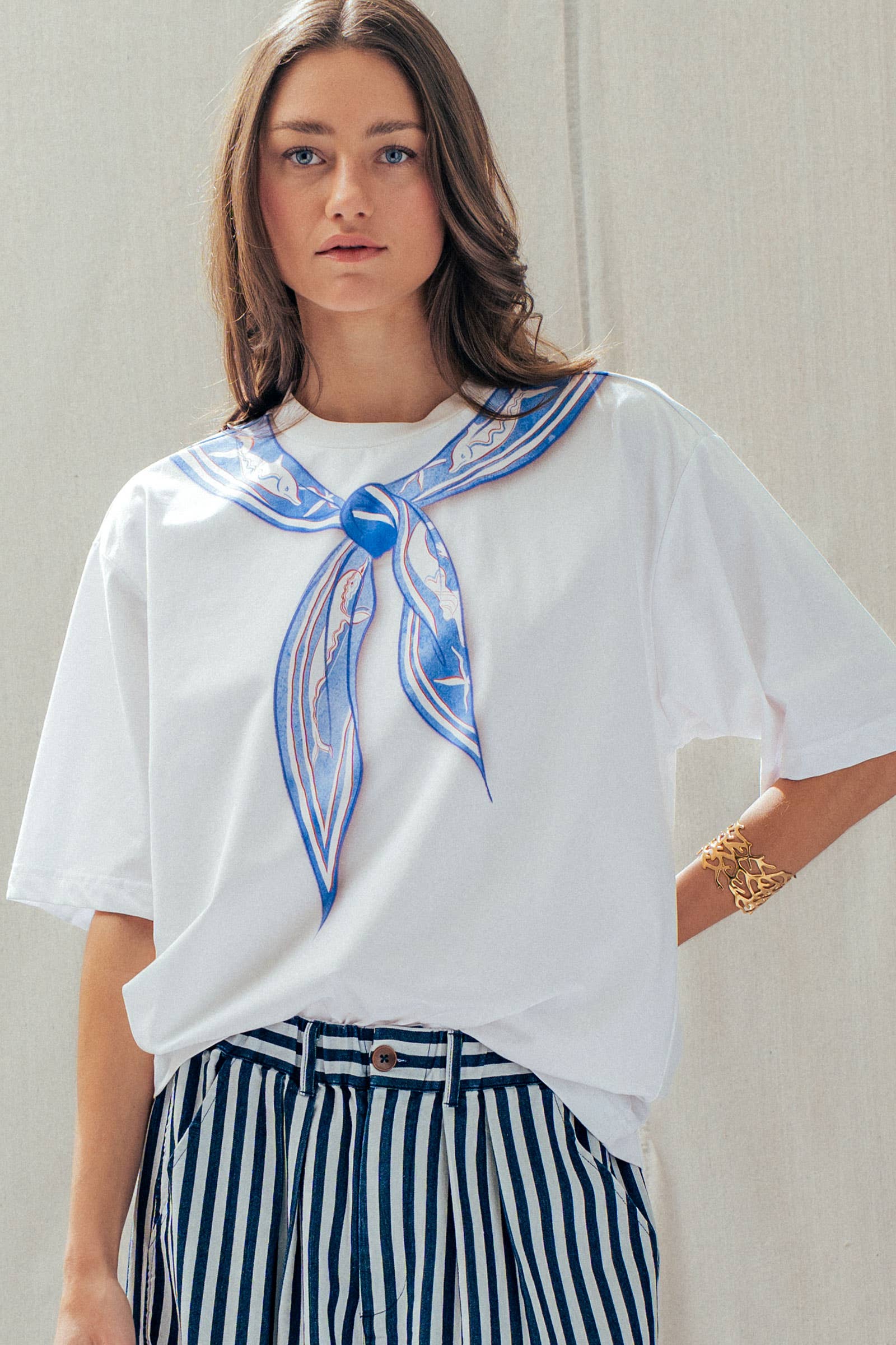 Nautical Stripe Printed Bandana Tee