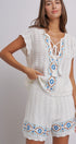 Santorini Breeze Crochet Embroidered Set in IVORY BLUE - Women's Sets | Urban Daizy