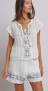 Santorini Breeze Crochet Embroidered Set in IVORY BLUE - Women's Sets | Urban Daizy