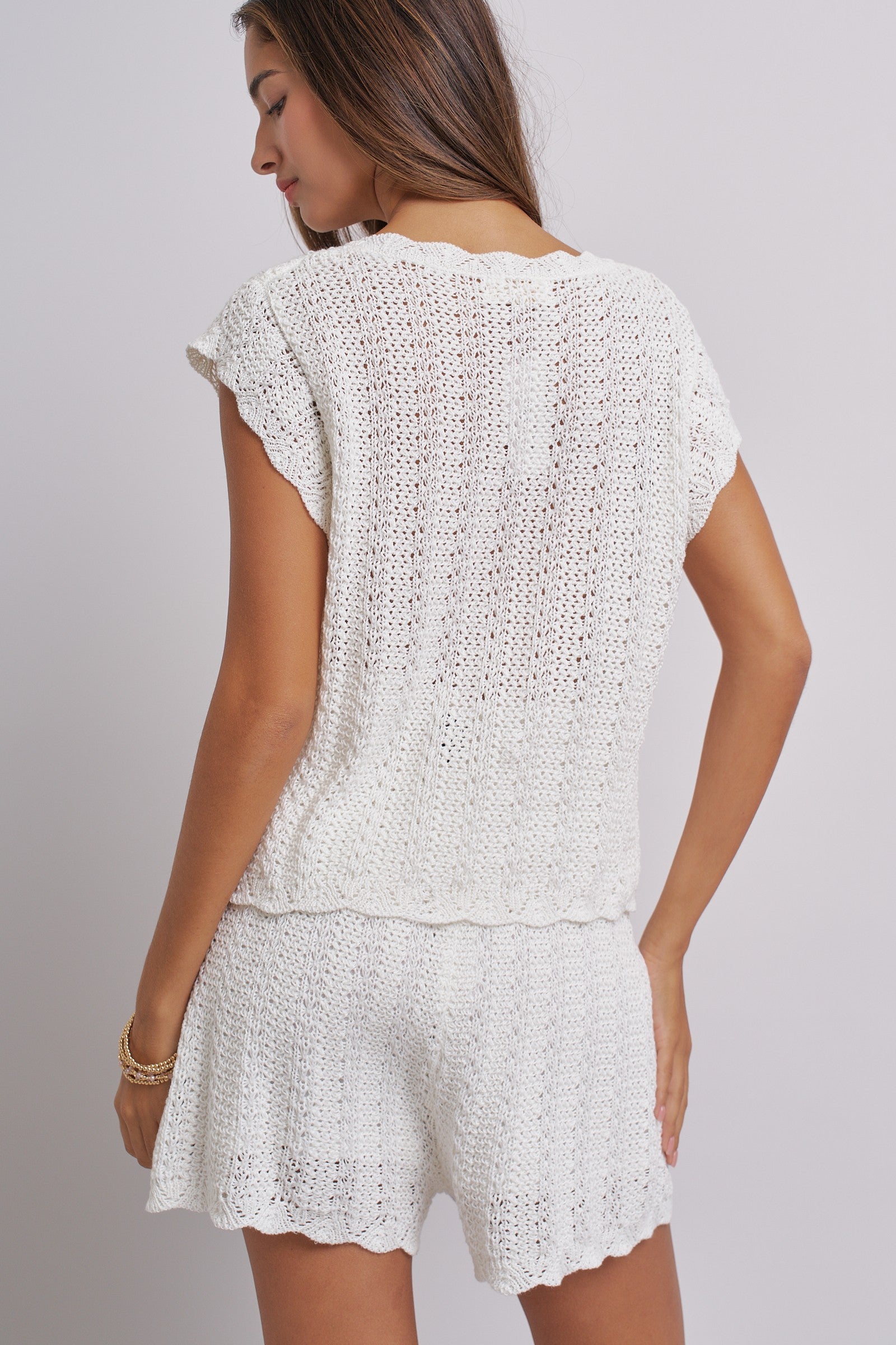 Santorini Breeze Crochet Embroidered Set in IVORY BLUE - Women's Sets | Urban Daizy