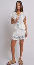 Santorini Breeze Crochet Embroidered Set in IVORY BLUE - Women's Sets | Urban Daizy