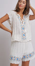 Santorini Breeze Crochet Embroidered Set in IVORY BLUE - Women's Sets | Urban Daizy