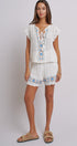 Santorini Breeze Crochet Embroidered Set in IVORY BLUE - Women's Sets | Urban Daizy