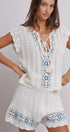 Santorini Breeze Crochet Embroidered Set in IVORY BLUE - Women's Sets | Urban Daizy