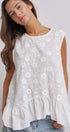 Daisy Whisper Sleeveless Ruffle Top in WHITE - Women's Tops | Urban Daizy
